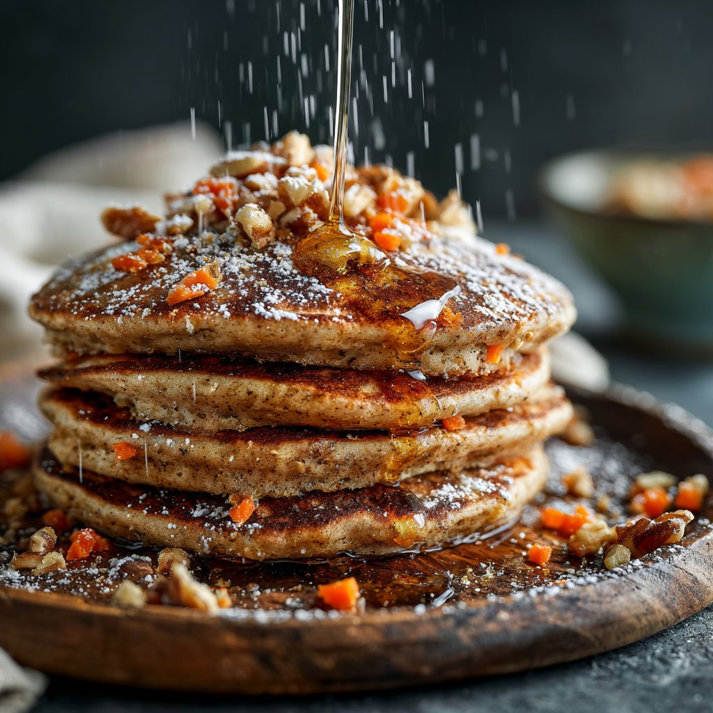 Carrot Cake Pancakes with Syrup