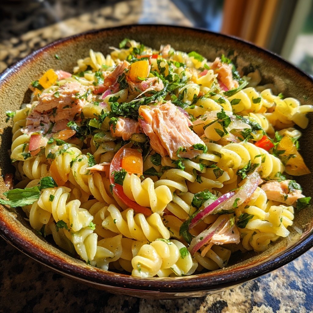 Cilantro Lime Salmon Pasta Salad