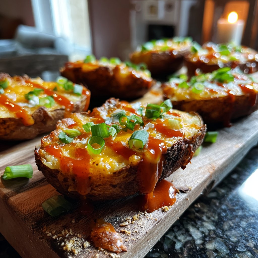 Buffalo-Style Airfryer Potato Skins