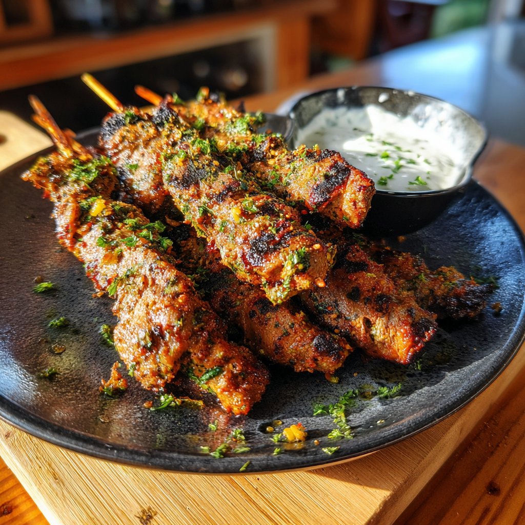 Herbed Lamb Skewers with Dipping Sauce