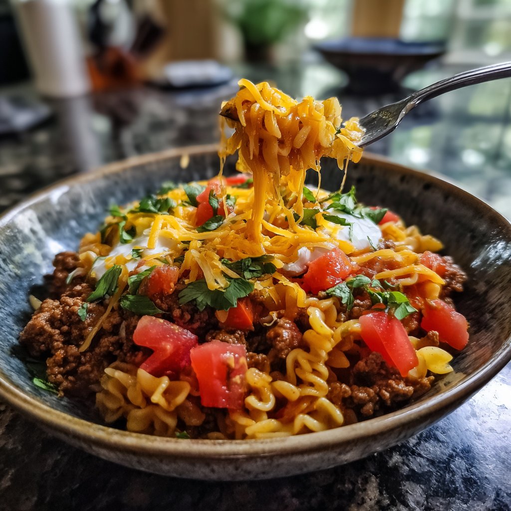 Taco-Inspired Pasta Rice Bowl